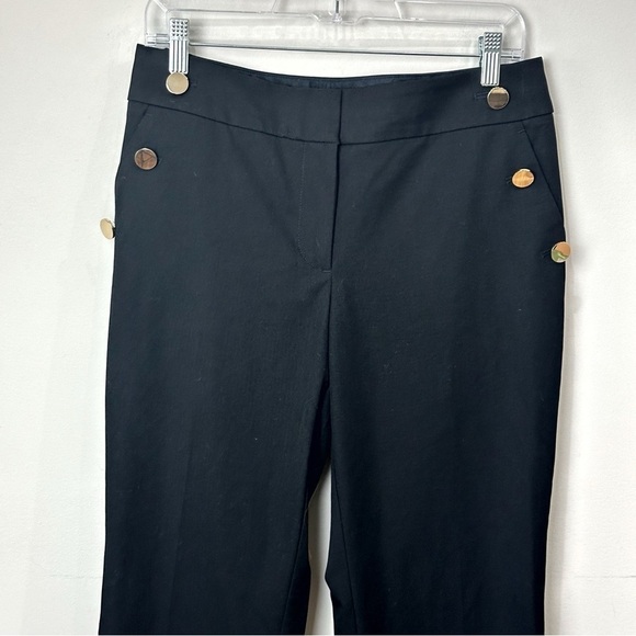 Loft Julie Trouser Sailor Straight Leg Pants Black Gold Button Nautical - Picture 3 of 8